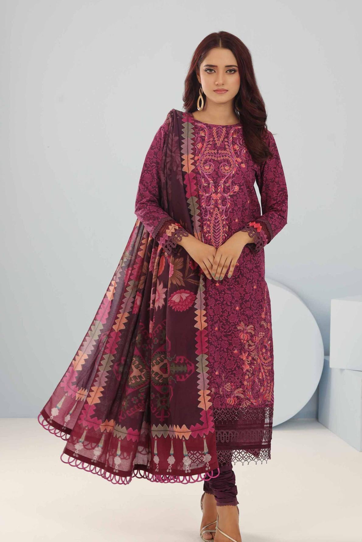 NISHAT LINEN |3PC PRINTED EMBROIDERED SUIT|42404398