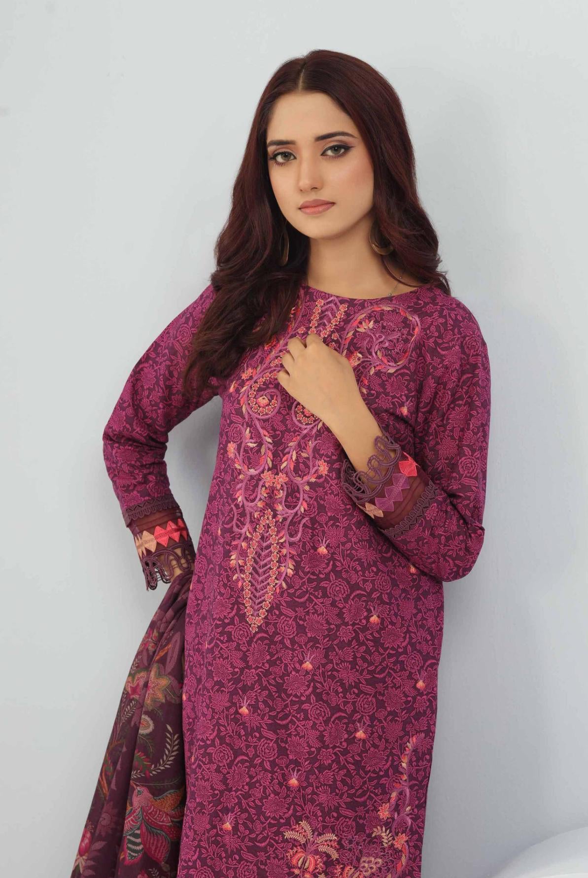 NISHAT LINEN |3PC PRINTED EMBROIDERED SUIT|42404398